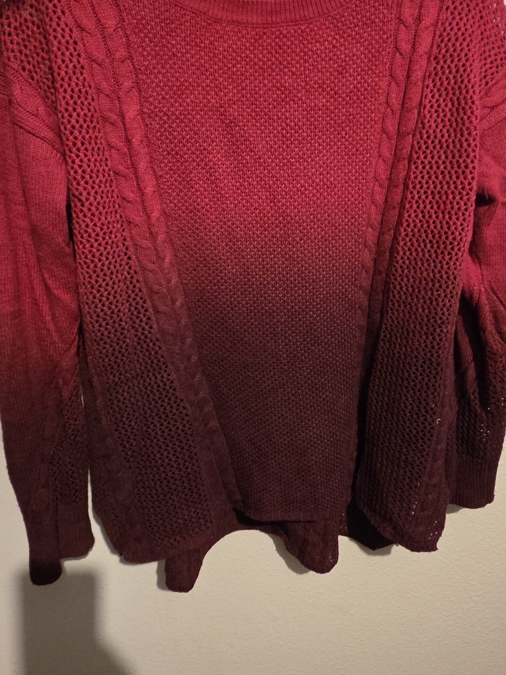American Eagle Outfitters Open-Front Cable Knit Cardigan - Deep Red